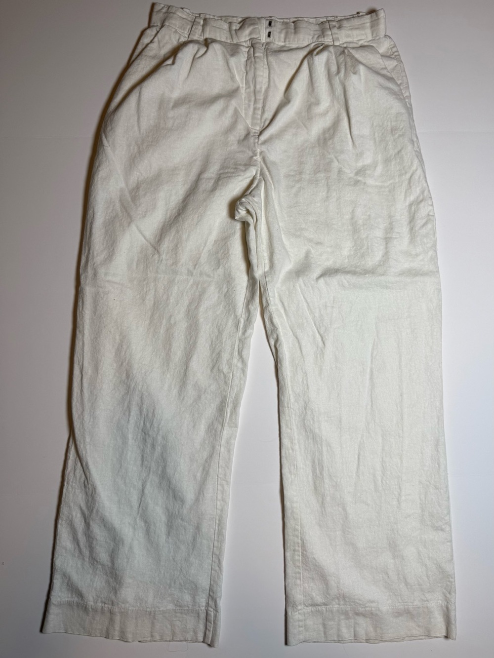 Abercrombie & Fitch Women’s White Linen Cotton Pleated Straight Dress Pants L